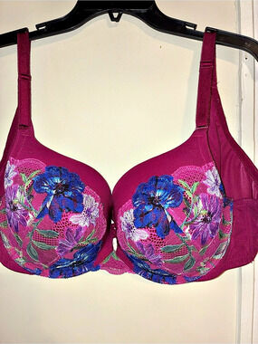 Torrid Floral Embroidered Mesh Bra Pink & Blue 40D